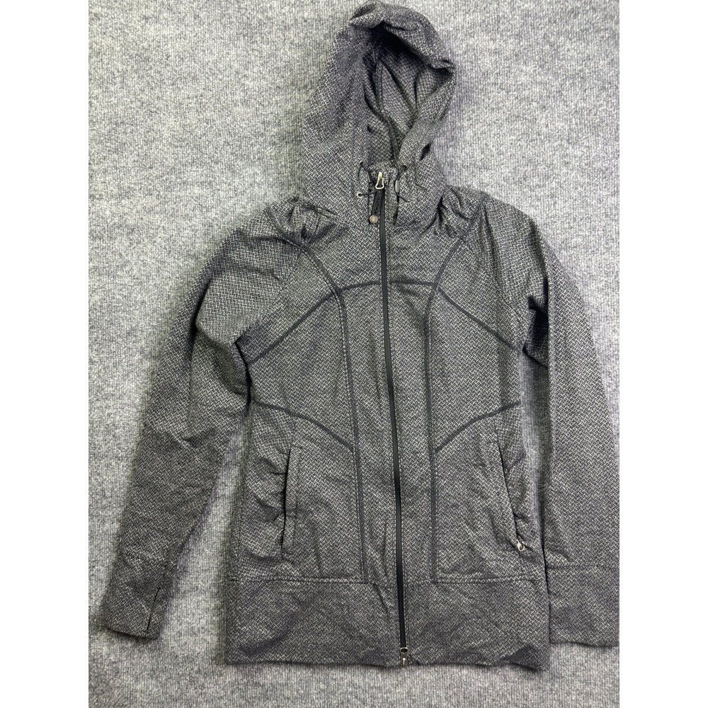 Athleta Stronger Hoodie Womens Small Gray Herringbone Full Zip Jacket 943066